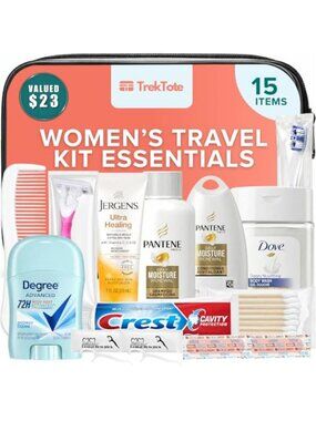 Travel Toiletry Kit TSA Approved 15 Piece Travel Size Toiletries Grooming Set